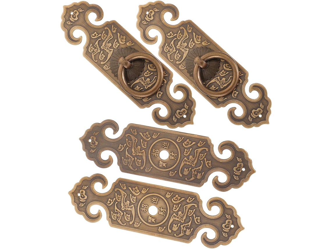 Conjunto De 4 Puxadores Cobre Para Armários E Guarda Roupas, Acabamento Polido, Operação Confortável, Estilo Vintage