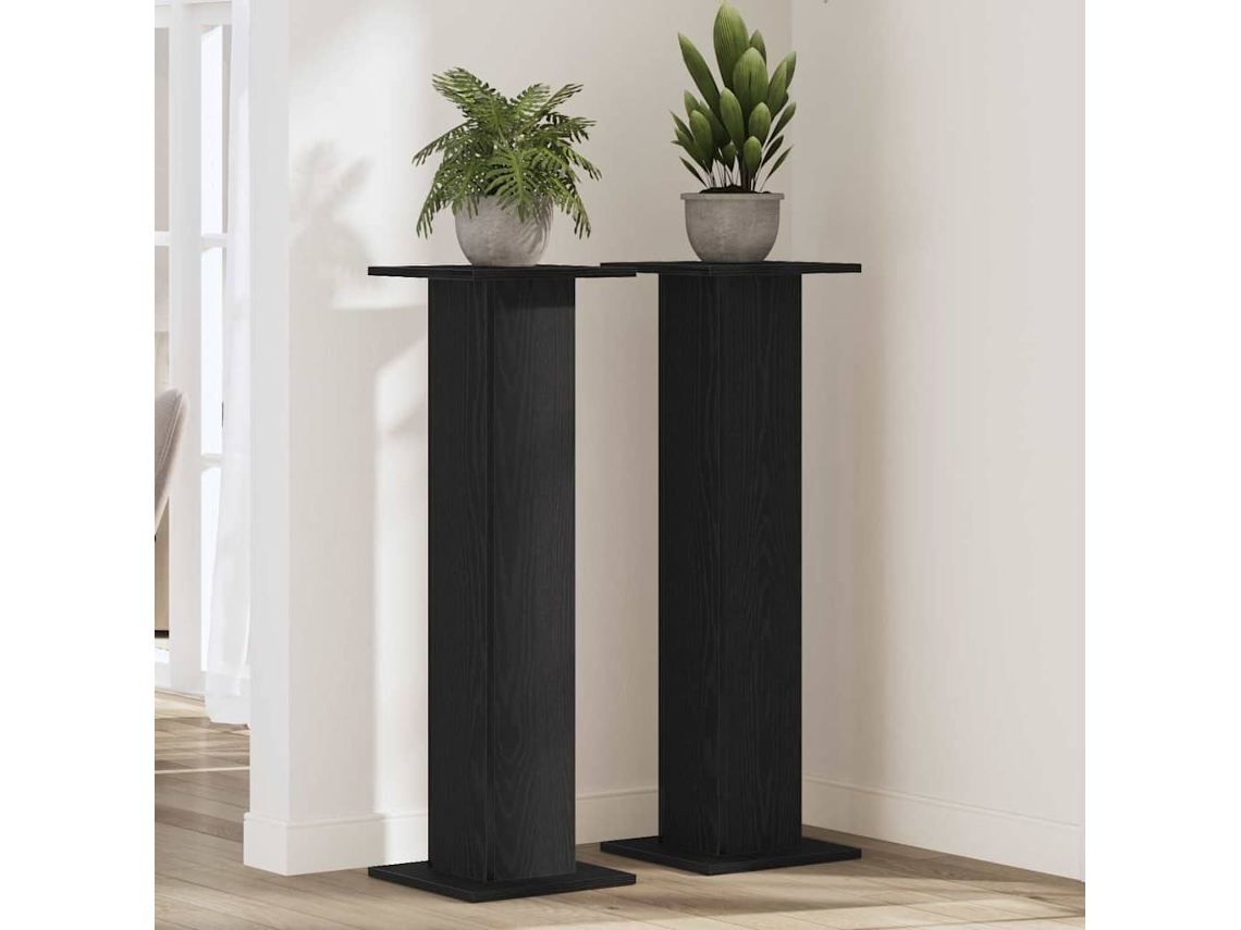 Vidaxl Suporte Para Plantas 2 Unid. Carvalho Preto 30 X 30 X 95 Cm