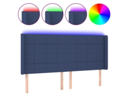 Cabeceira de Cama com Luzes Led Tecido Azul MAISON EXCLUSIVE (183x16x118 cm)