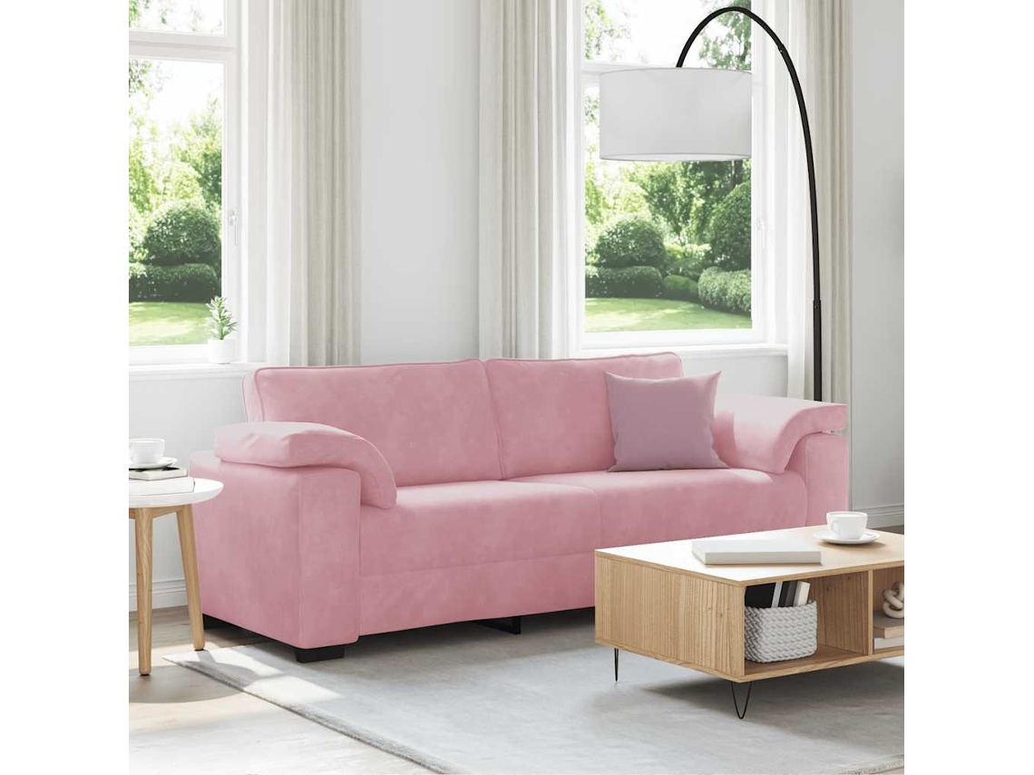 Vidaxl Sofá De 3 Lugares 220x77x82 Cm Veludo Rosa