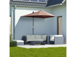Guarda sol Mural 200x190x240cm Castanho Manivela Mastro Aço Base Cruzada Uv Varanda Terraço ZIWEI STORE
