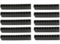 Conjunto De 10 Para Chave Fenda Com Encaixe 1/4", Plástico E 12 Furos, Preto Oficina