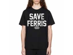 Rockinstone Ferris Bueller's Day Off Save Ferris White Ink Black Adult T-shirt Size:l