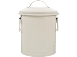 Porta canetas Vintage Amosfun em Ferro com Mini Lixeira Embutida, Compacta Bege Creme Tampa, Acessório de Mesa