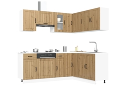 Vidaxl 11 Peças Armário De Cozinha Conjunto Lucca Carvalho Artesanal