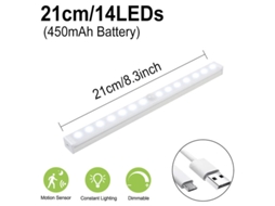 Luz noturna com sensor de movimento Slowmoose, luz LED regulável para armário, luz para escada, luz para cozinha, 30 cm, 20 LEDs reguláveis