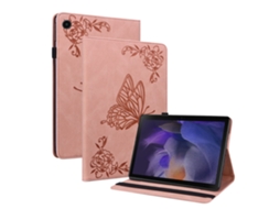 Capa De Couro Rosa Com Borboletas Para Samsung Galaxy Tab A11