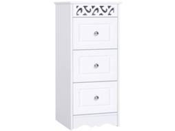 Armário Auxiliar para Banheiro com 3 Gavetas, Unidade de Armazenamento Móvel para Banheiro/quarto, 29,8 X 29,8 X 68,5 Cm, Branco PRIME KANG