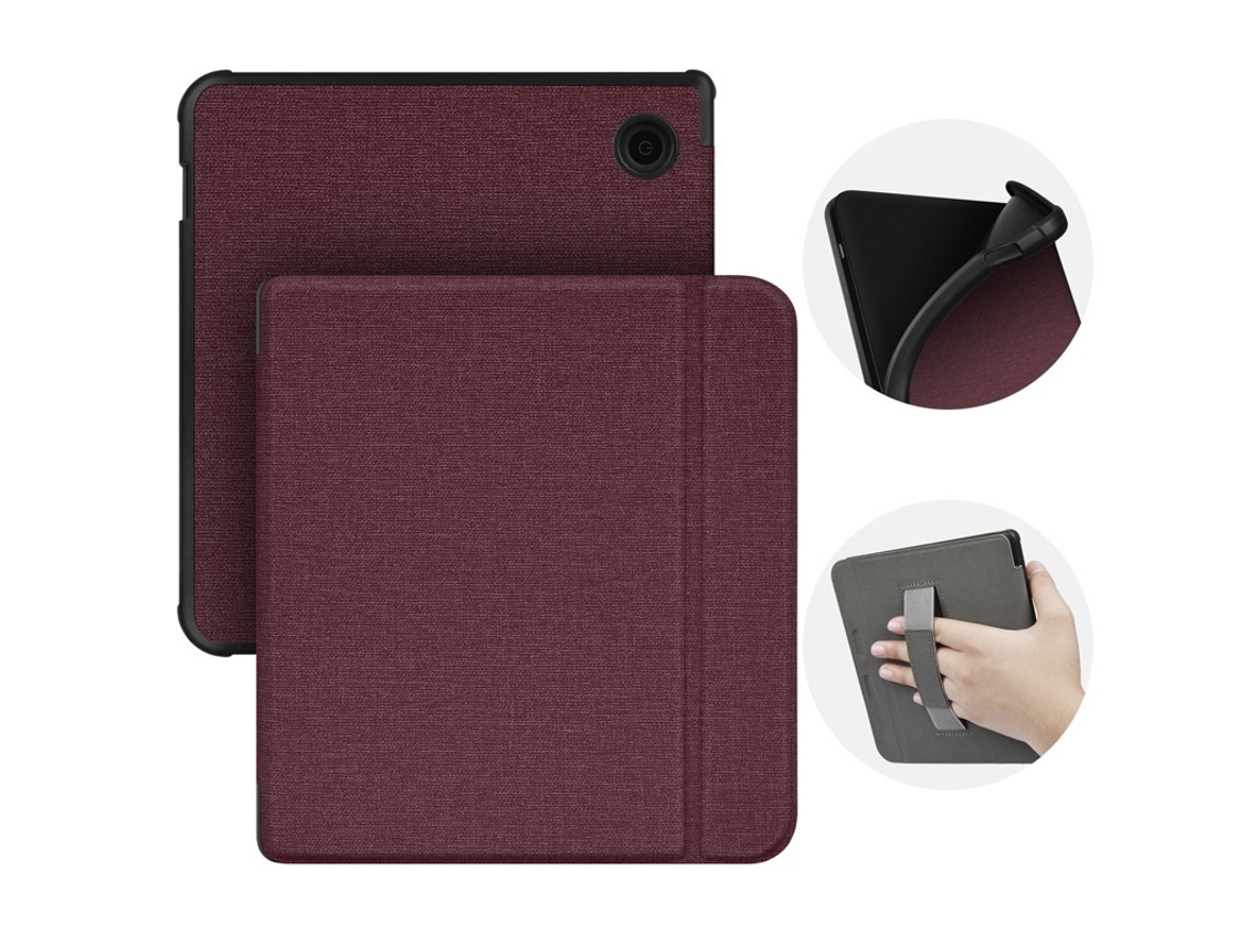 Capa Protetora Para E-reader Compatível Com Kobo Libra H2o (2019) 7 (vinho Tinto) Elysve