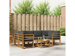 Vidaxl Conjunto De Sofás Para Exterior 7 Pcs Natural E Antracite