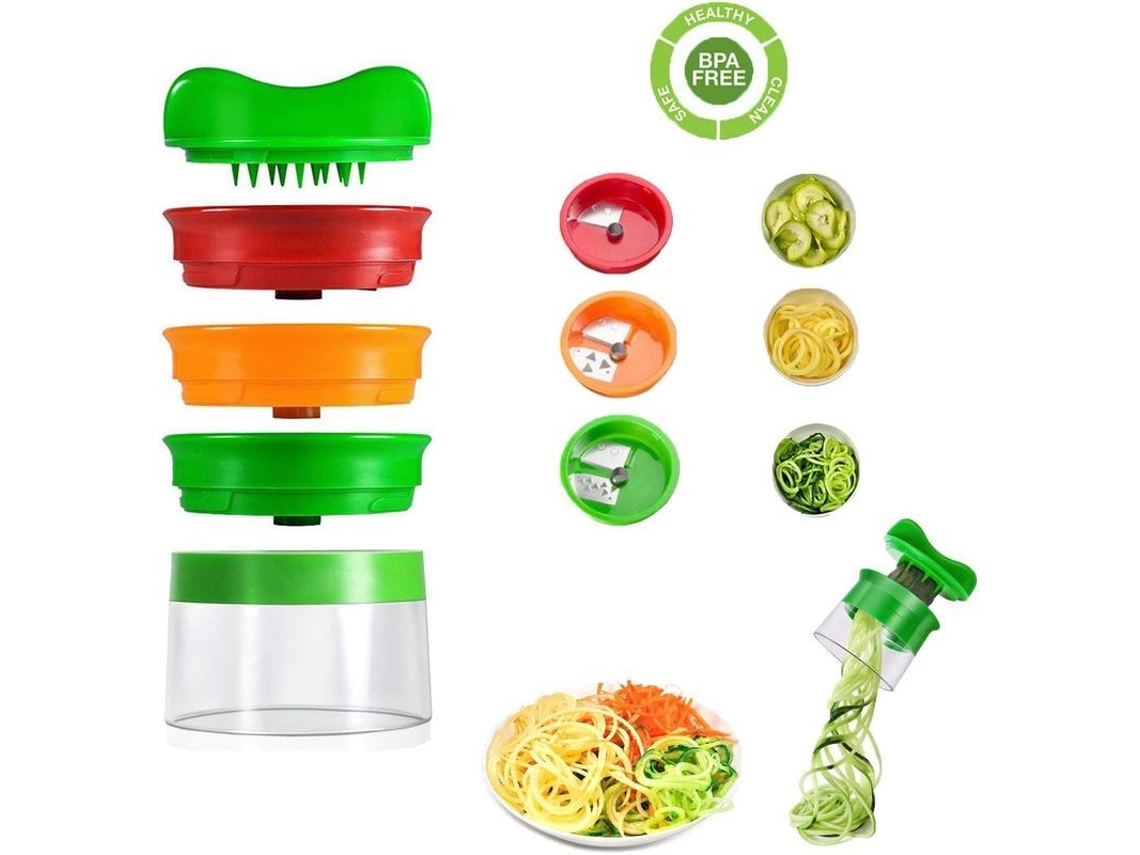 Cortador De Verduras Espiral 4 Em 1, Espiralizador Manual Para Abobrinha, Batatas E Verduras Saudáveis