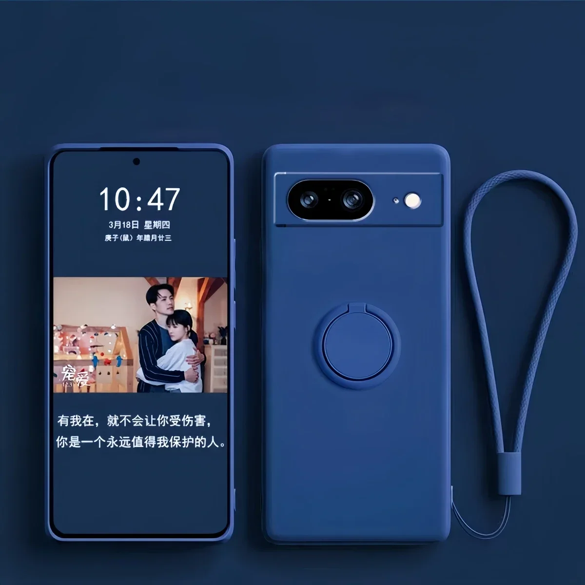 (azul Escuro, Google Pixel 10 Pro Xl) Capa De Celular Em Silicone Líquido Macio Com Suporte De Anel Magnético E Proteção Contra Impactos.