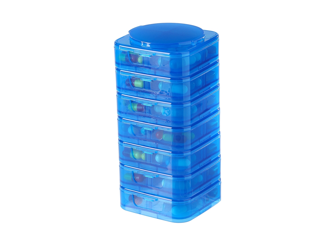 Organizador Semanal De Comprimidos Eifson 7 Dias Empilhável Desmontável Sem Bpa (azul Escuro)