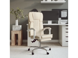 Vidaxl Cadeira De Escritório Reclinável Couro Artificial Cor Creme