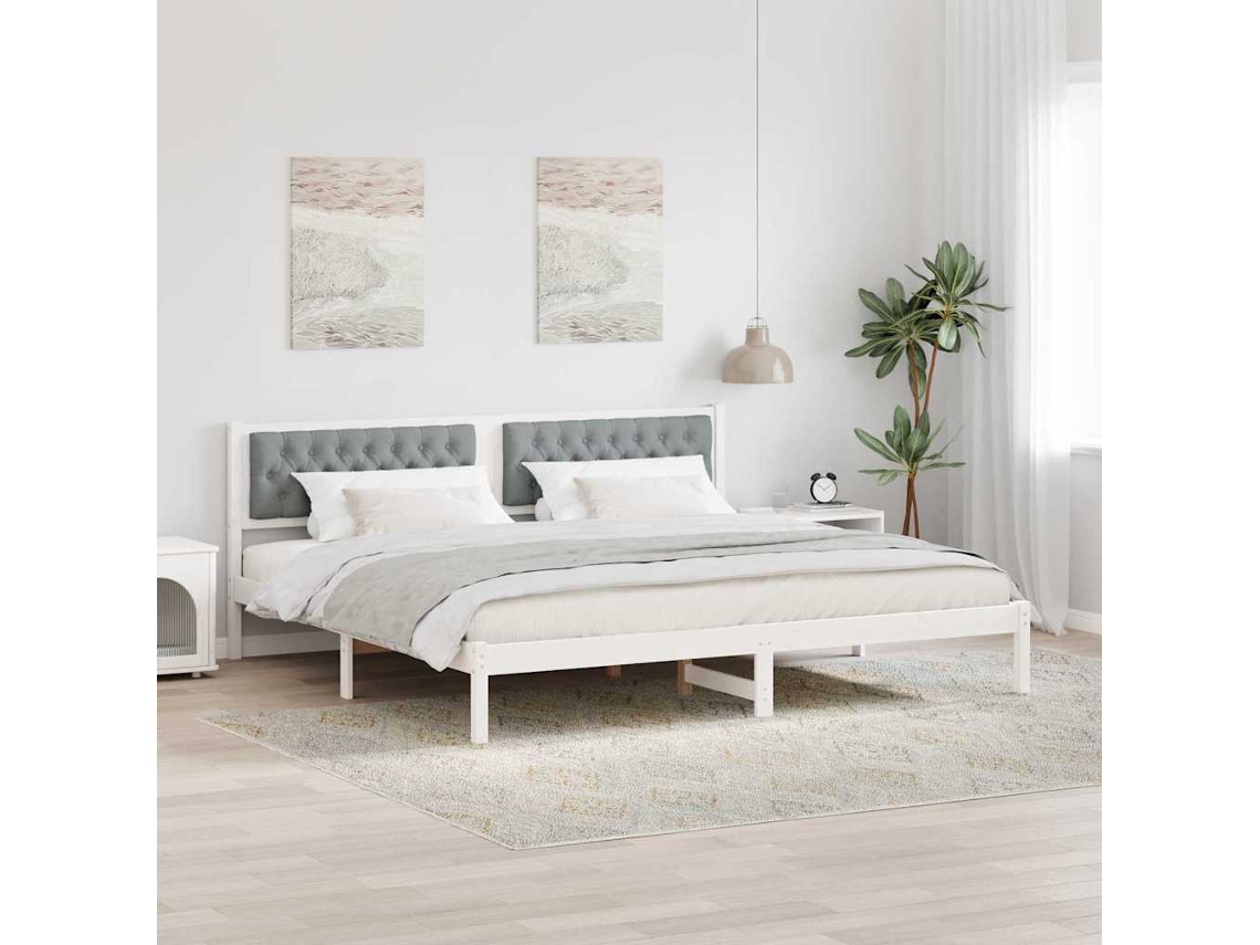 Vidaxl Estrutura Da Cama Com Cabeceira Cinzento-claro 200 X 200 Cm