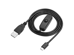 Cabo De Carga De Energia Micro Usb Com Chave On/off Para Raspberry Pi Preto Luz Dourada
