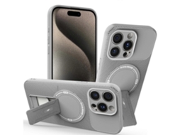 Capa Tkdaddy Para Iphone 15 Pro Max Com Suporte, Textura De Fibra De Carbono, Pc Capa De Tpu Cinza