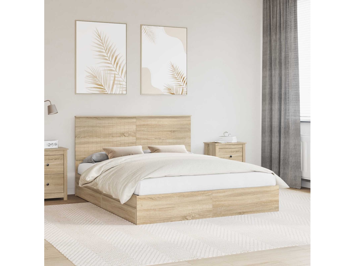 Vidaxl Cama Com Armazenamento Com Gaveta Carvalho Sonoma 160 X 200 Cm