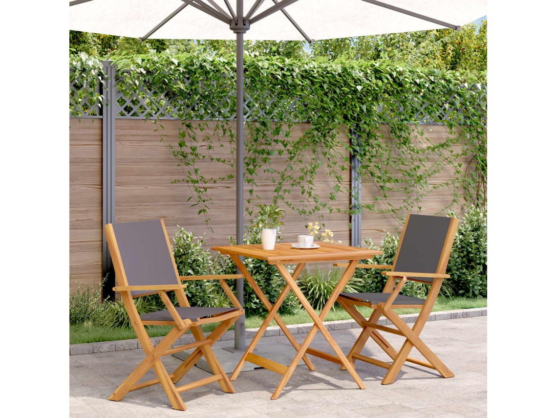Vidaxl 3 Pcs Conjunto De Bistrô Tecido E Madeira Maciça Antracite