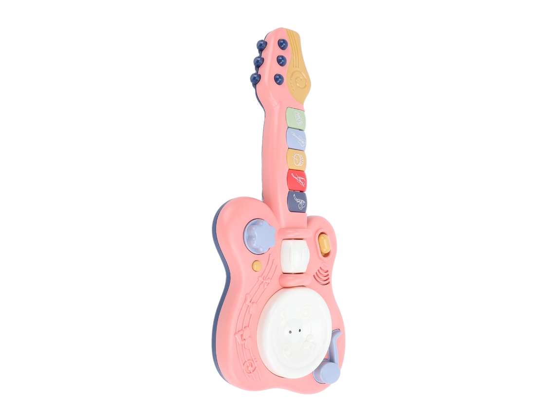 Primerox guitarra Elétrica Infantil Educativa Brinquedo Musical Colorido para Bebê Rosa