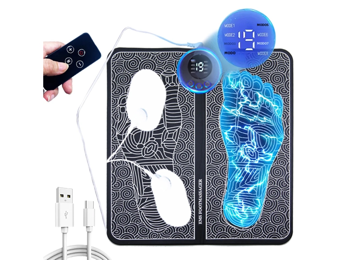 Massageador Elétrico Para Os Pés Com Painel De Controle E Controle Remoto, 8 Modos, 19 Níveis.
