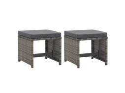 Vidaxl Bancos De Jardim 2 Pcs Com Almofadões Em Vime Pe Antracite