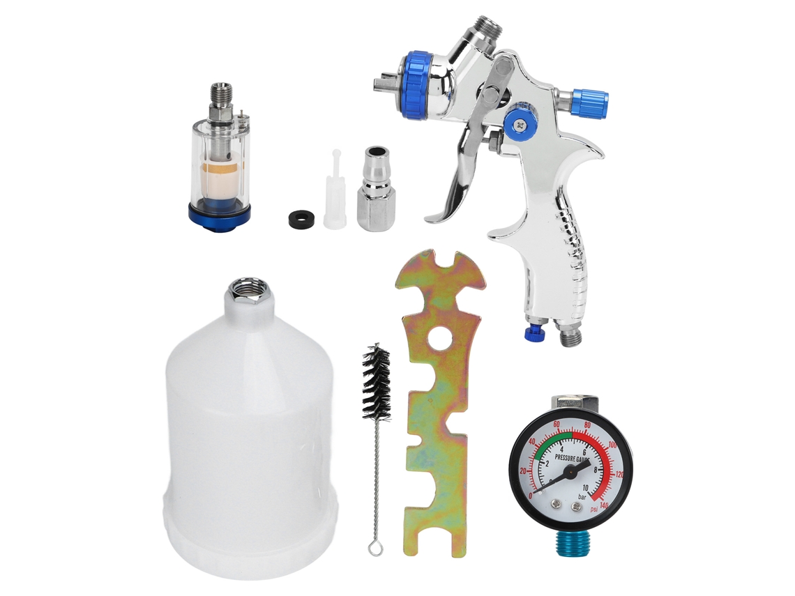 Pistola de pintura a ar ajustável, atomização resistente à corrosão, 600ml, para tintas profissionais à base de água sob pressão.
