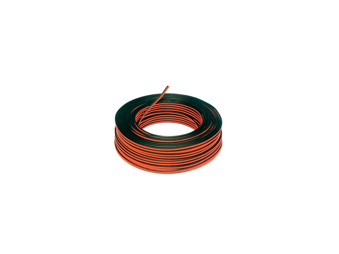 Rolo de 100M de Fio Elétrico Plano Mangueira de 2X0,5Mm² para Fitas de Led Monocolor