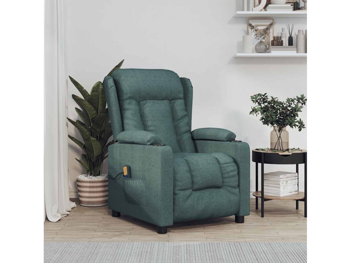 Vidaxl Poltrona De Massagens Tecido Verde-escuro