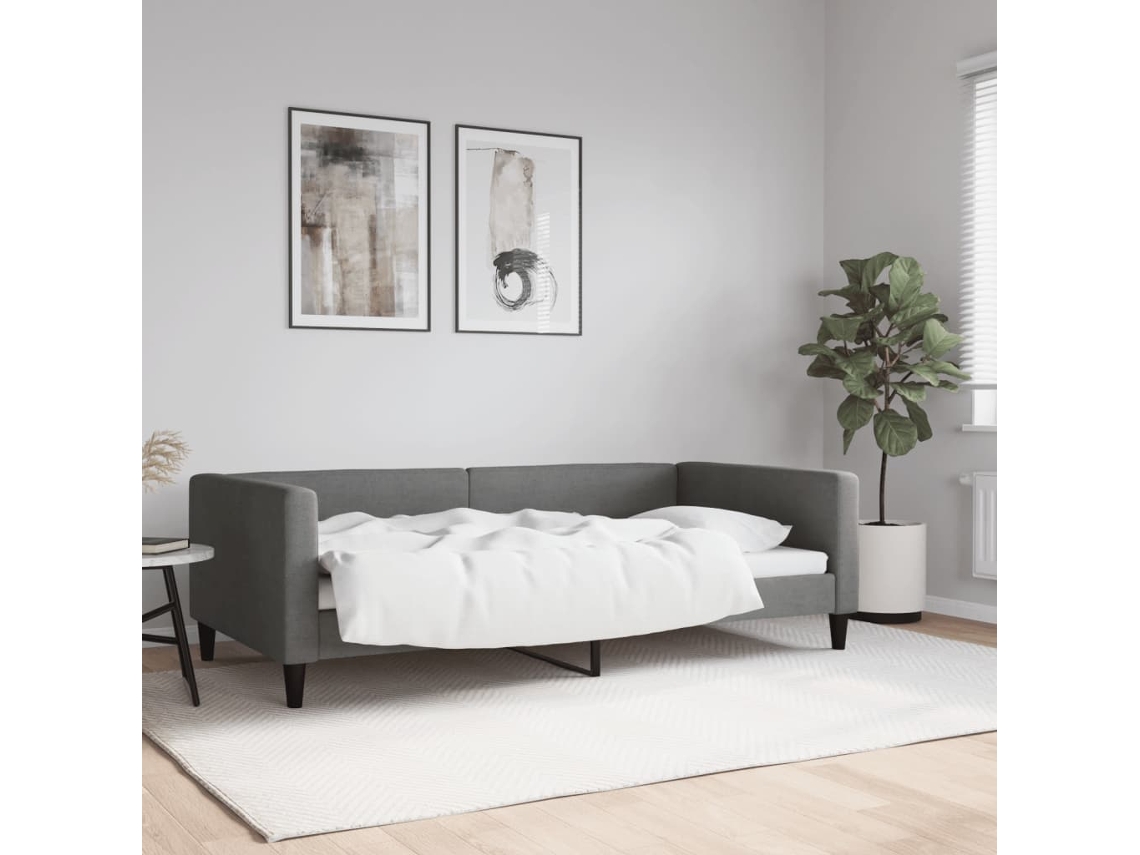 Vidaxl Sofá-cama 100x190 Cm Tecido Cinzento-escuro