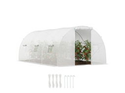 Estufa Túnel13,5m²,6 Janelas, Porta Zip, Aço Galvanizado, Lona Pe,4,5x3x2m, Branco