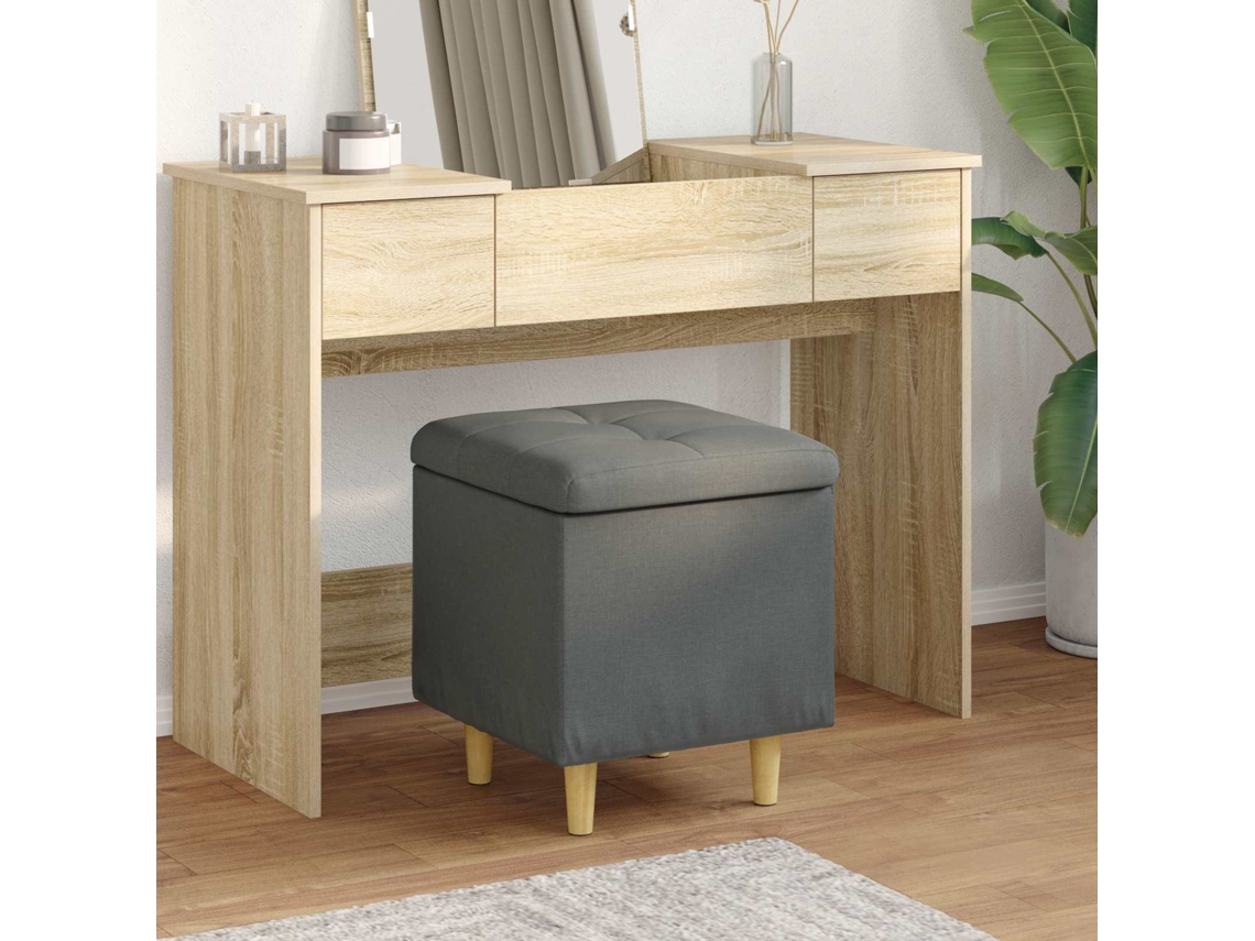 Vidaxl Otoman Com Armazenamento Cinza Escuro 40 X 40 X 45 Cm Tecido