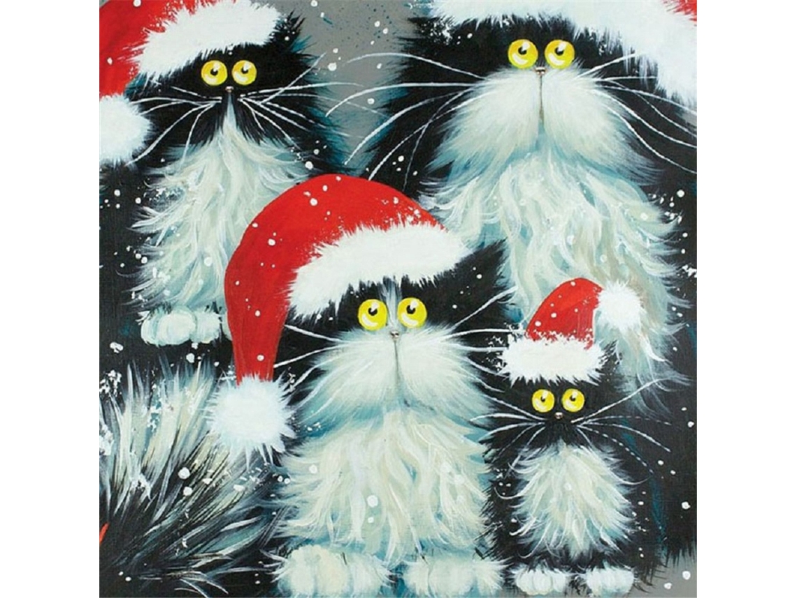 Pintura a Óleo Digital Diy Natal Papai Noel, Boneco de Neve, Gato Decorativa, Linho Gx1853 S/MARCA