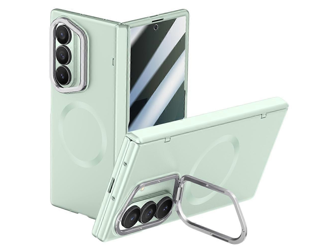 Tkdaddy Para Samsung Galaxy Z Fold7 5g Capa Magnética Rígida De Pc Com Película De Vidro Temperado Para Privacidade / Suporte De Lente Verde