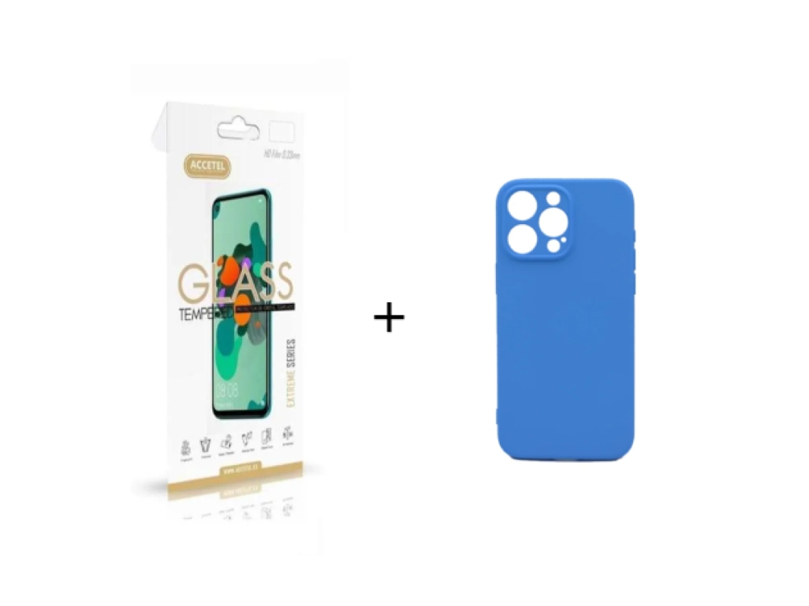 Película de Ecrã ACCETEL Samsung Galaxy A22 5G e Capa de Samsung Galaxy A22 5G-Azul-ZT-4970