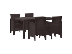 Conjunto 5 Conjunto De Jantar Para Jardim Vidaxl Castanho Polipropileno (150 X 100 X 73 Cm)
