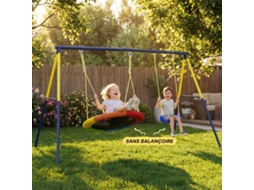 Baloiço de Pergola para Crianças com Balanço Duplo, Estrutura em Aço, para 3 8 Anos, 260x160x178cm Azul