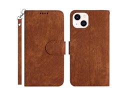 Capa Quedas Pega Para Iphone 14 Plus Pele Sintética Magnética Castanho