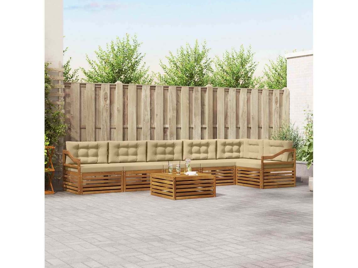 Vidaxl Conjunto De Sofás Para Exterior 7 Unid. Natural E Bege