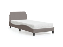 Vidaxl Cama Com Colchão Dover 90x190 Cm Tecido Castanho-acinzentado