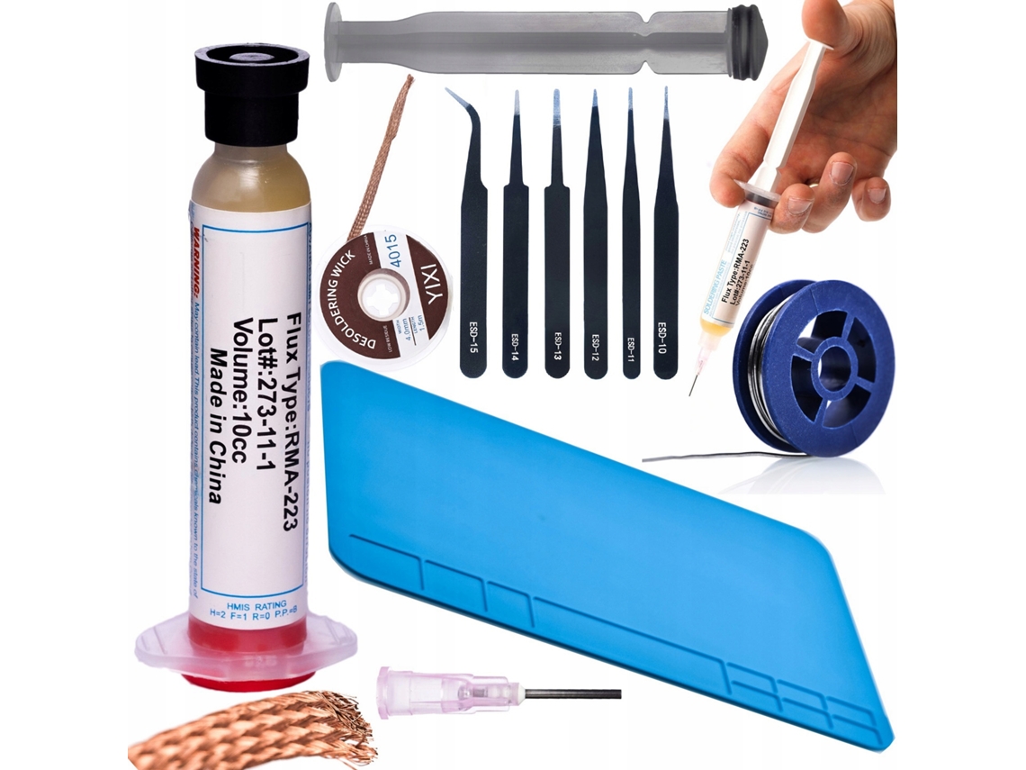 Set De Soldadura Completo – Flux Rma-223, Estaño 0.8mm, Alfombrilla Antiestática | Precisão E Qualidade