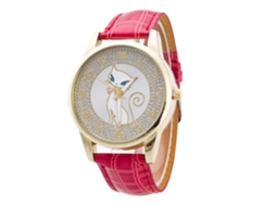 Reloj De Pulsera De Aleación Con Dial Redondo Analógico De Cuarzo Para Parejas Rojo