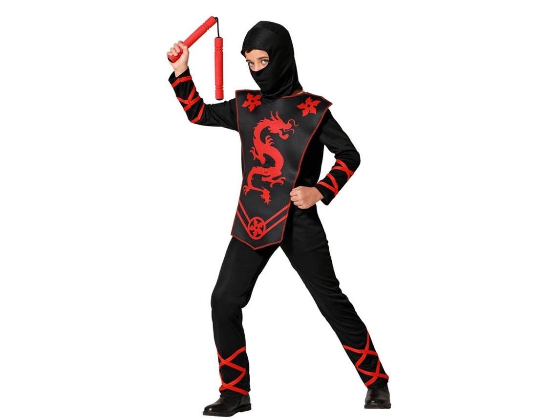 Fato de dragão vermelho ninja para menino