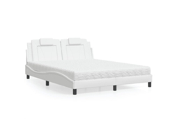 Vidaxl Cama Viana Com Colchão 160x200 Cm Couro Artificial Branco