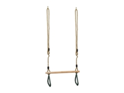 Leogreen Balanços Com Argolas De Ginástica, Balanço Trapézio De Madeira, Verde, 200 Cm, Material Plástico (pp, Pe), Madeira