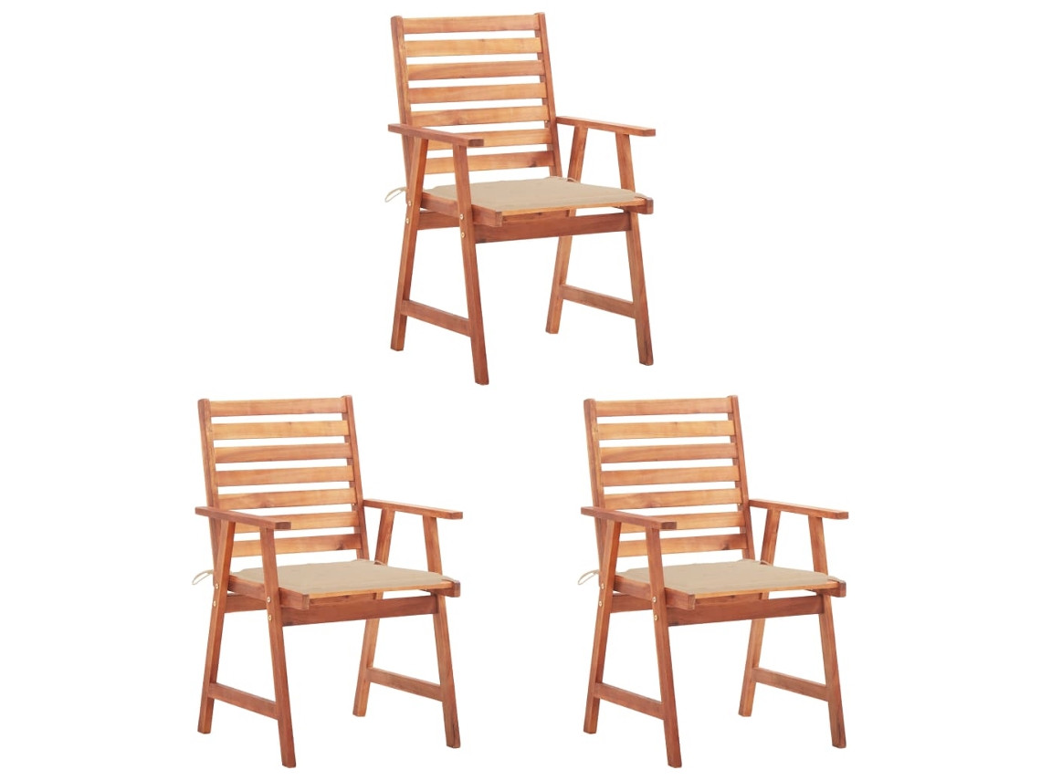 Outdoor Chair, Outdoor Chairs Vidaxl Bege Madeira De Acácia (n/a)