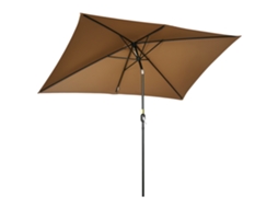 Garden Parasol Retangular (2x3m, Manivela, Ângulo Ajustável, Café)