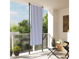 Vidaxl Estore De Rolo Para Exterior 120x270cm Tecido/aço Azul E Branco