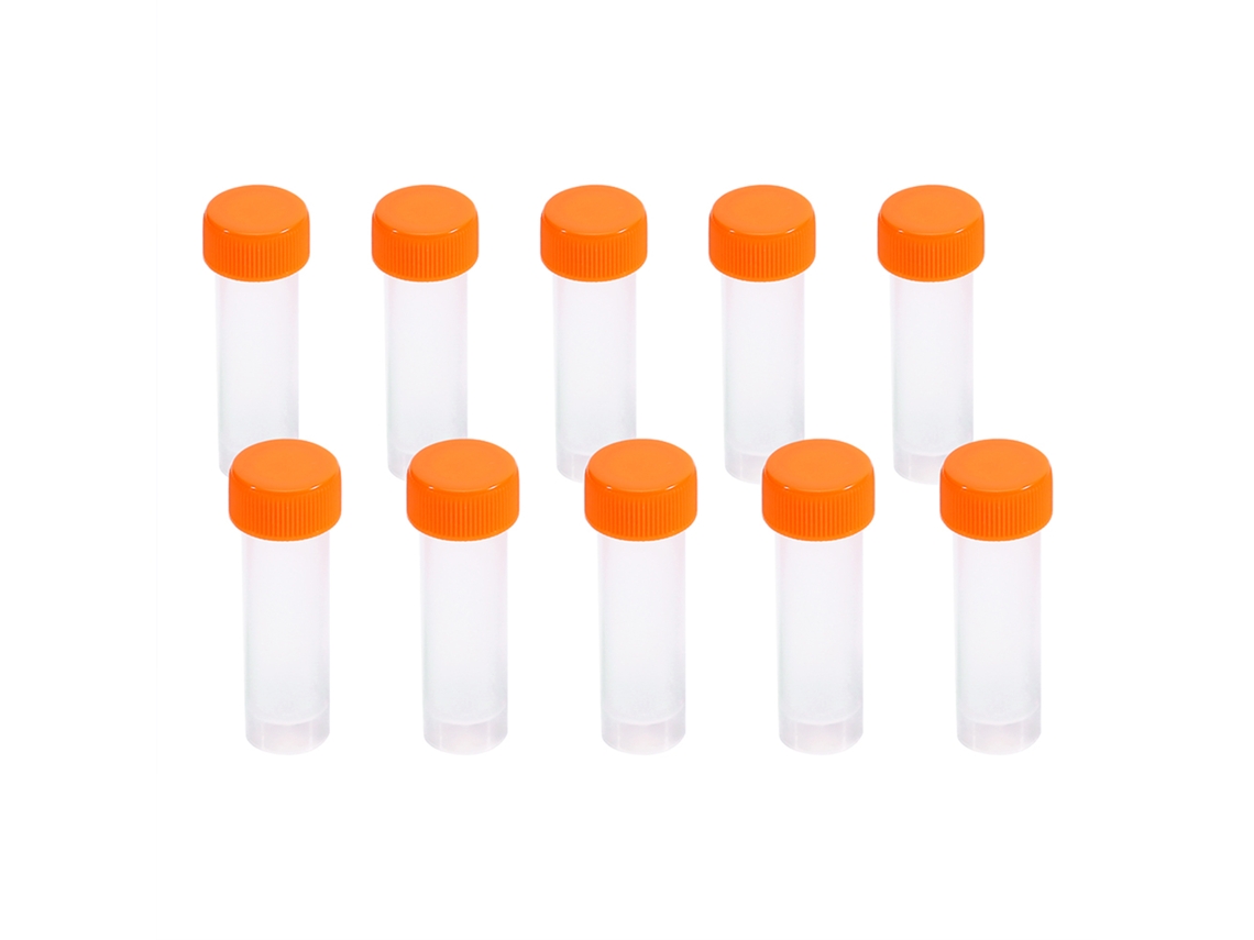 10 Peças De Tubos De Prova Plástica Congelada De 5ml Frascos Com Tampa Rosca E Juntas De Silicone Para Laboratório