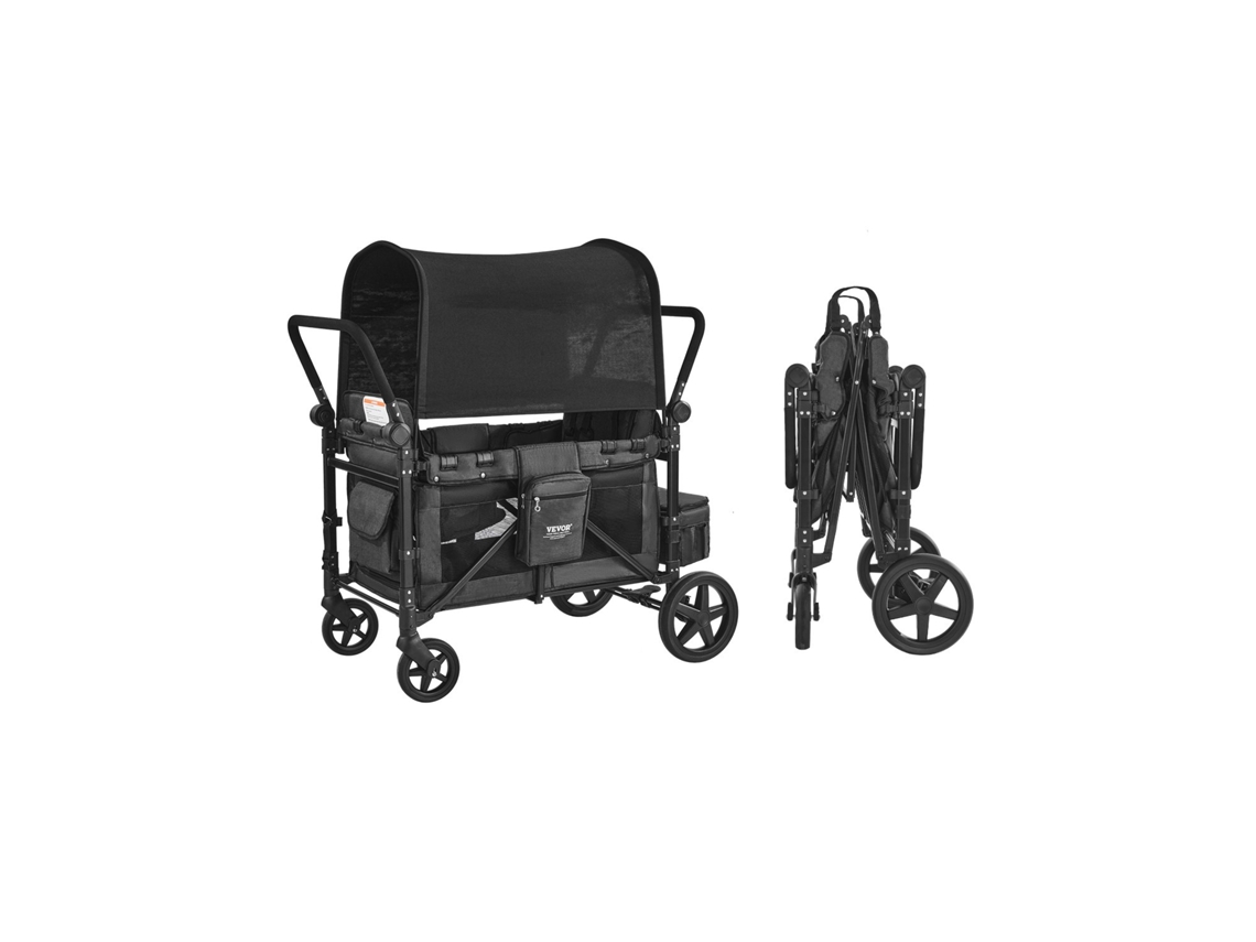 Carrinho Dobrável Para 4 Crianças Cinza Escuro Preto 1650 X 725 X 1250 Mm Vevor